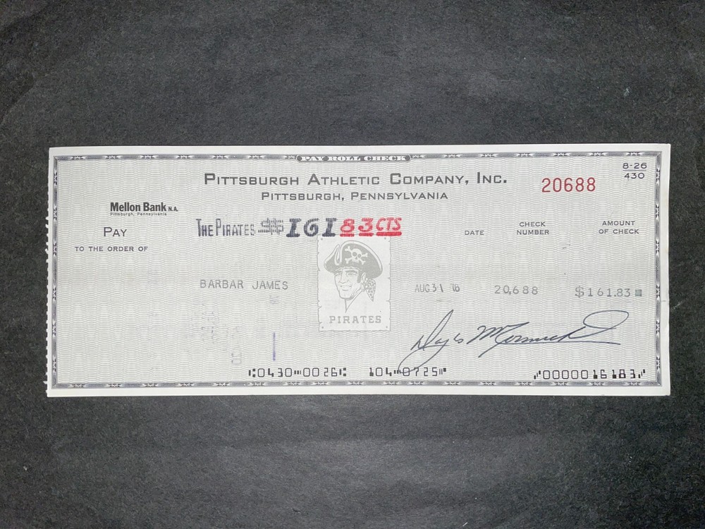 1978 Pittsburgh Pirates: Payroll Check: Barbar James