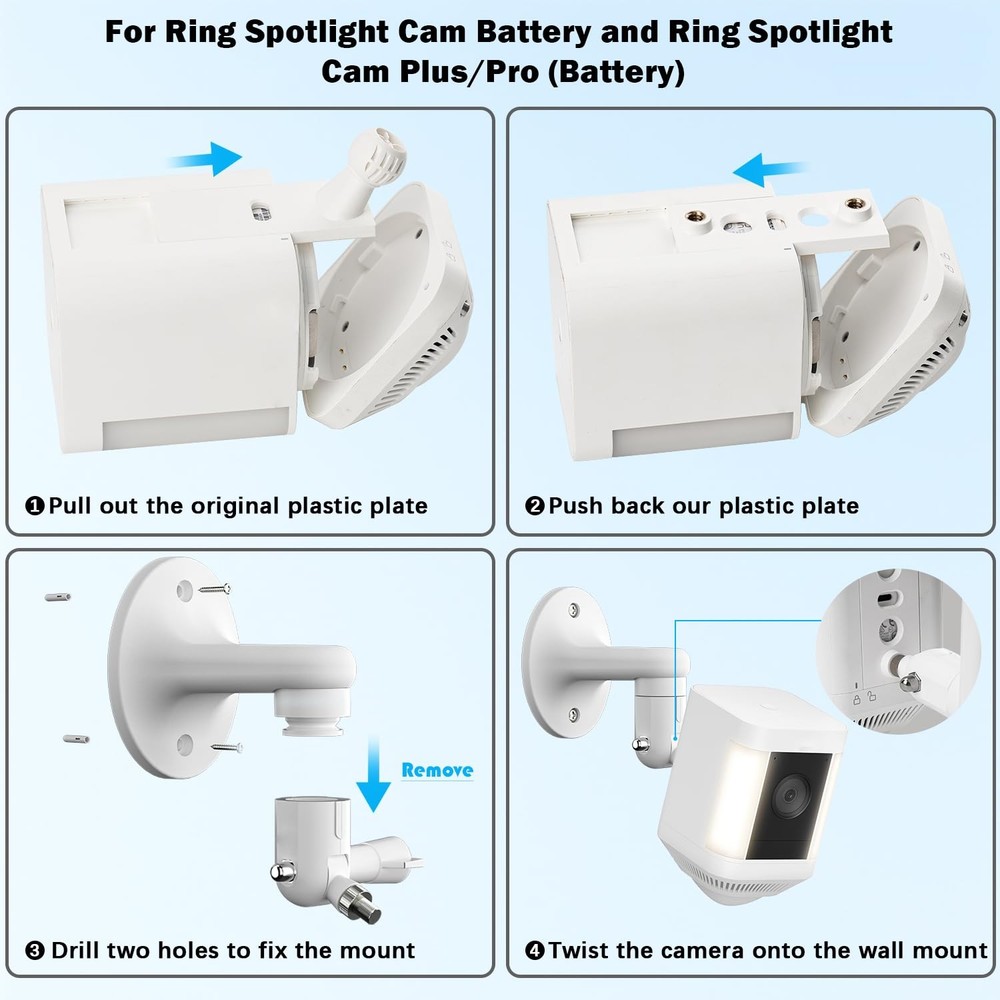 2Pack Wall Mount for Ring Spotlight Cam Battery and 2 Pack, White