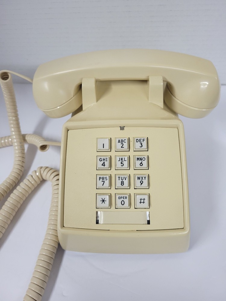 Vintage Comdial Push Button Tan/Beige Desktop Telephone Untested