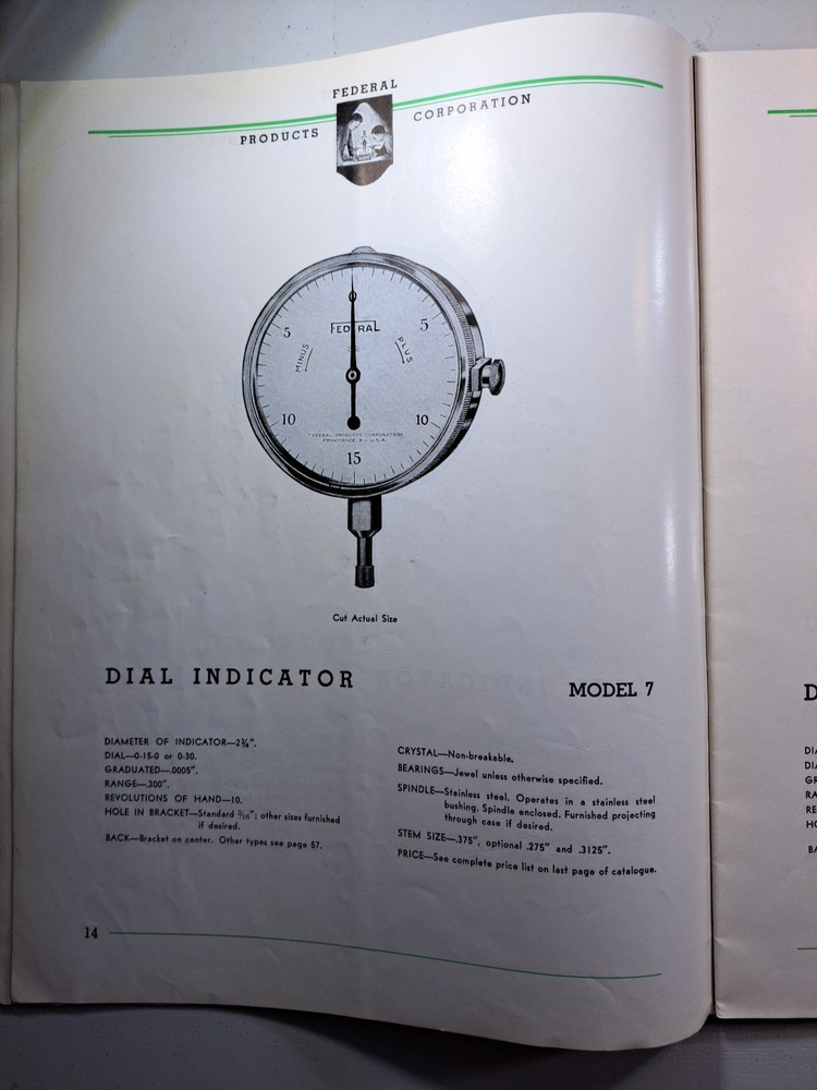 Federal Precision Dimensional Measuring Instruments Gaging Catalog 1935