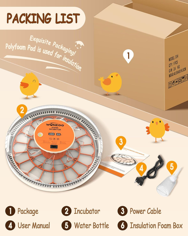 30 Egg Incubators for Hatching Eggs with Automatic Egg Turner, Auto Temperature