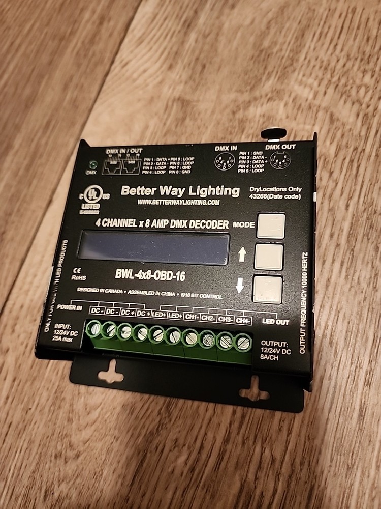 Better Way Lighting 4-Channel DMX Decoder BWL-4x8-DIP-16 8A/CH LED Dimmer