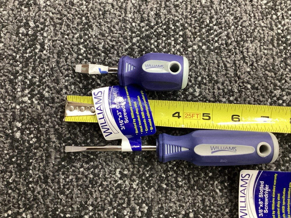 Williams By Snap On Flat Blade Slotted Screwdriver Set 3 Pieces