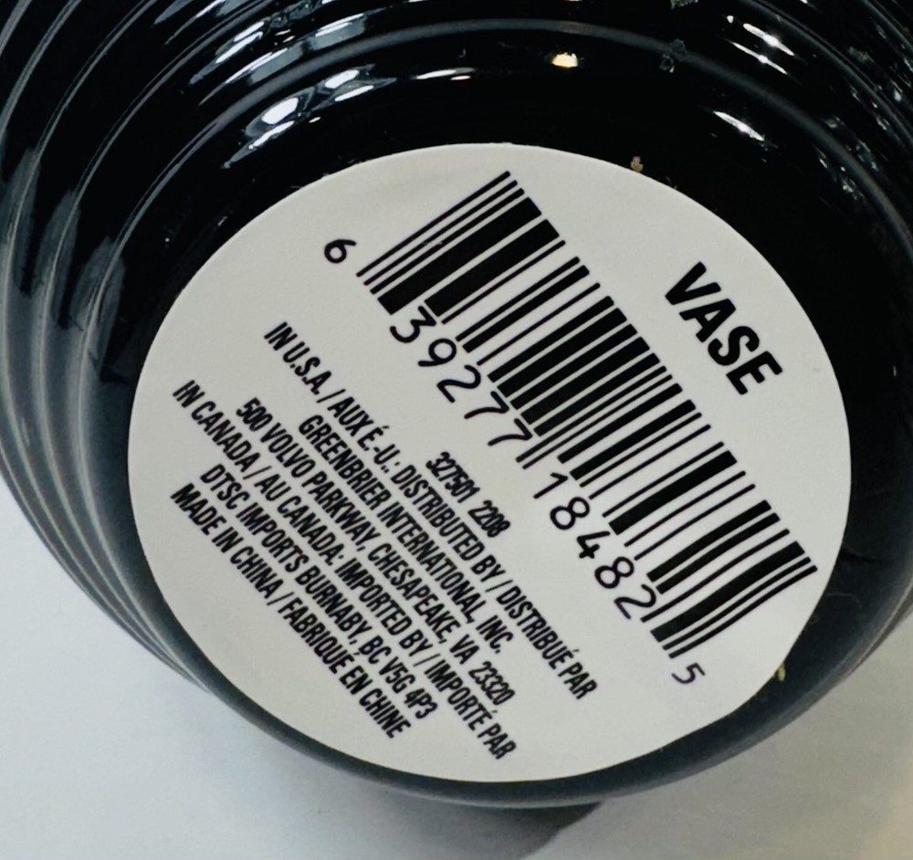 Plastic Textured Black Vase, 7.5-in.
