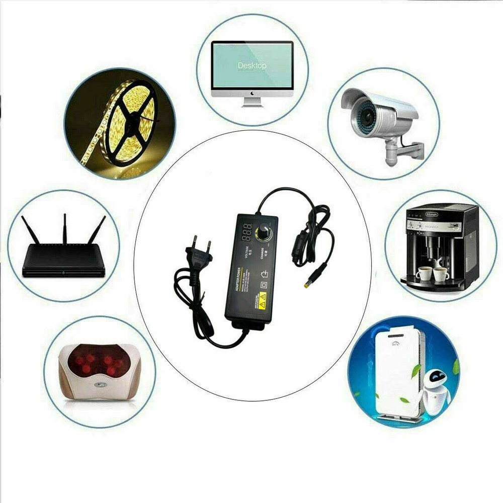 1PC Adjustable DC Power Supply Adapter Control Volt Display 3V-24V 2.5A 60WEEaI