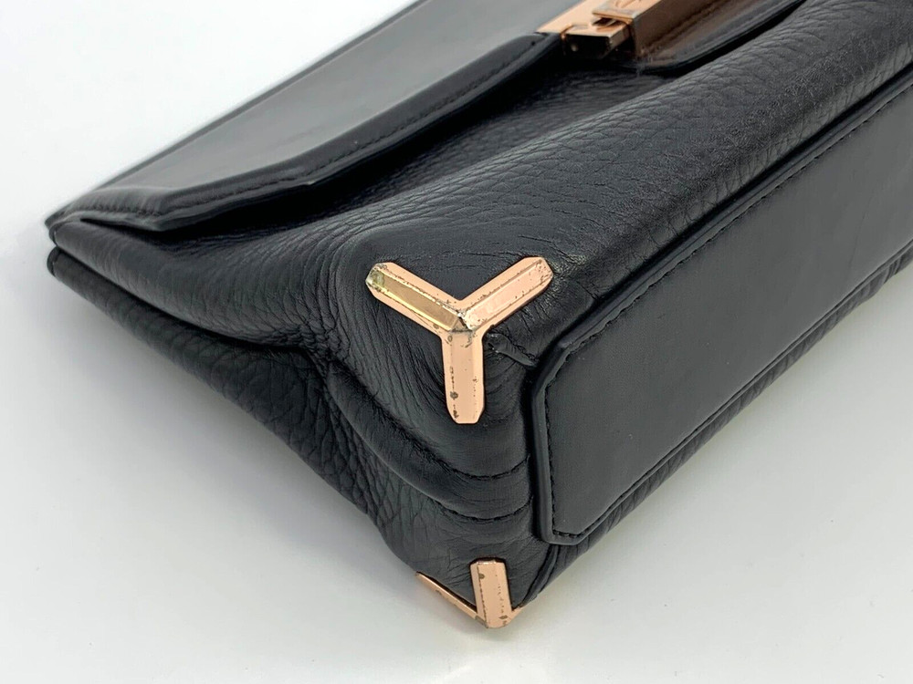 ALEXANDER WANG Clutch Bag Cowhide Leather Black Square Classic Authentic