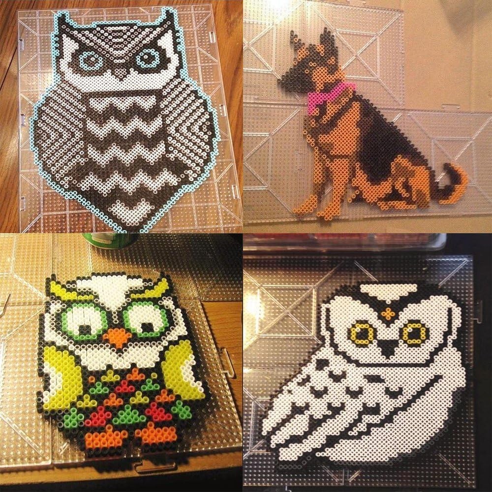 4-Pack Clear Fuse Beads Pegboards with Interlocking Design for Creative Projects