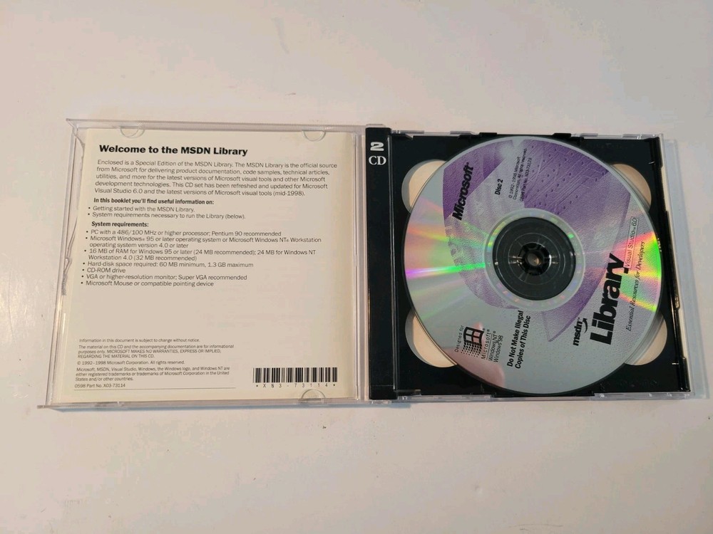 Microsoft Visual Studio Basic 6.0 6 MSDN Library 2CD Set 2 Disc