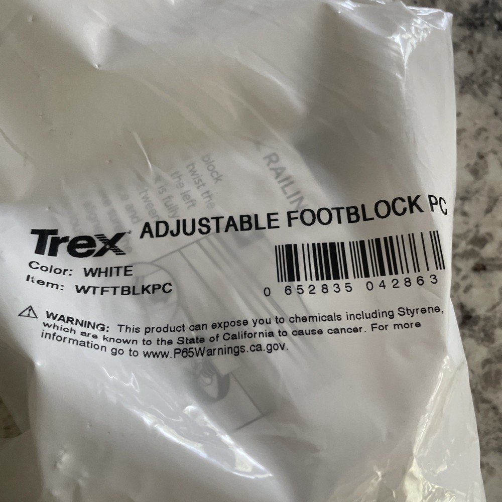 2 Pk Trex Adjustable Footblock PC Compatible with Transcend, Enhanced White