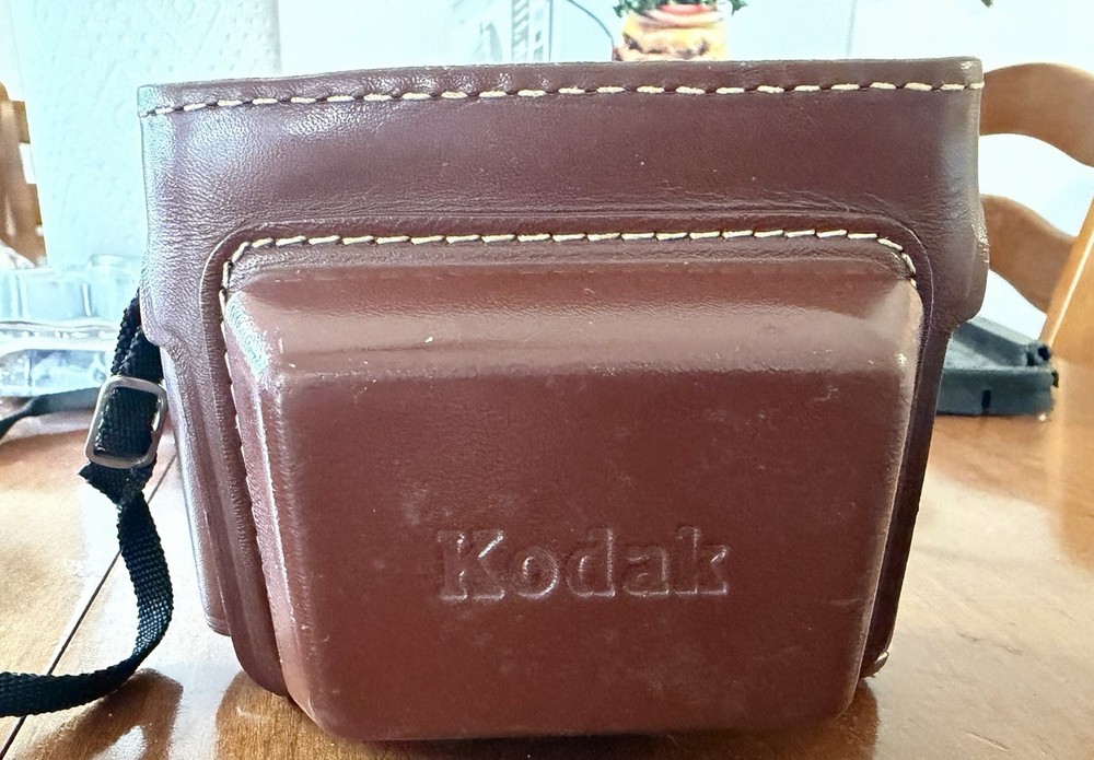 Kodak Automatic 35 Camera Silver Brown Black with Brown Leather Case
