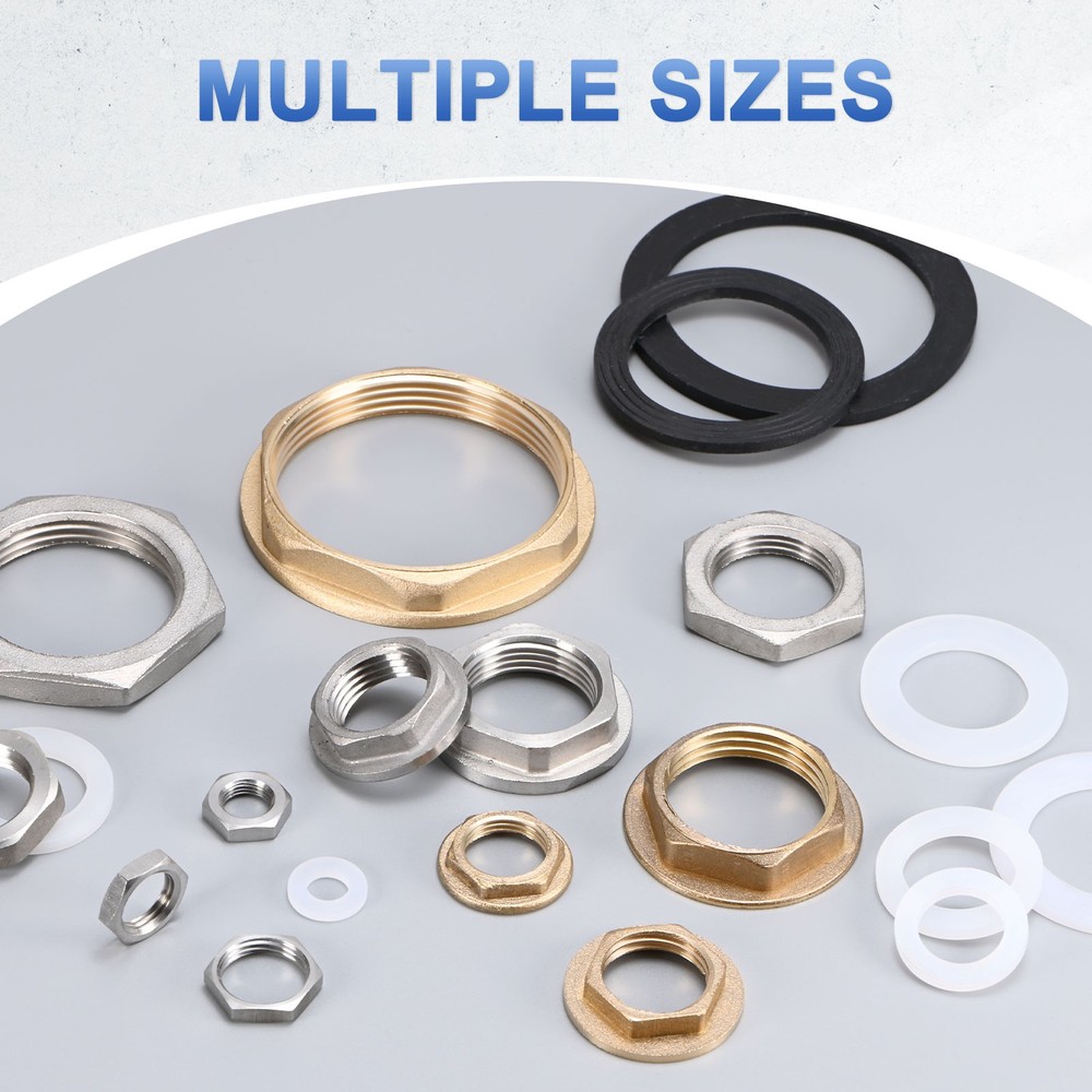 2 Pcs Brass G 1" Pipe Fitting Flange Hex Locknuts with Washer