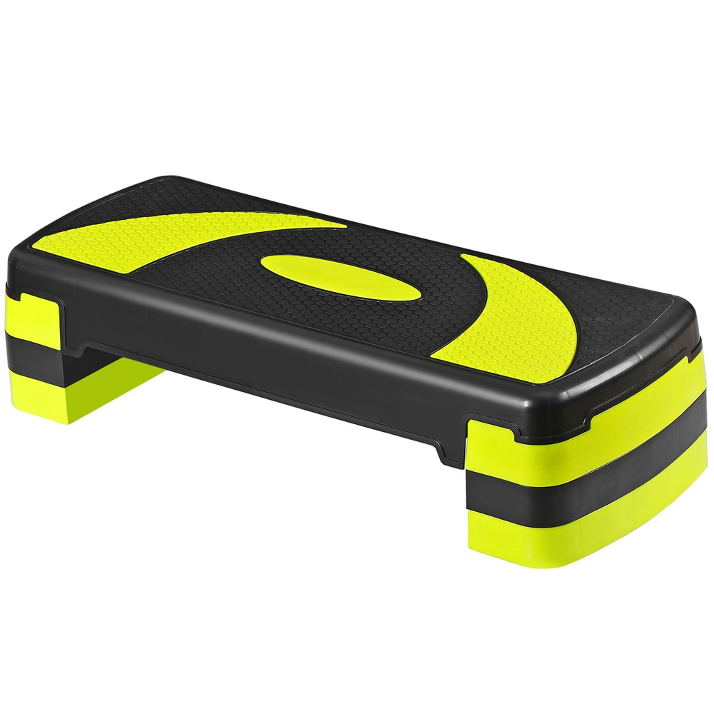 30"Aerobic Exercise Step Adjustable Aerobic Stepper Workout Step Platform Yellow