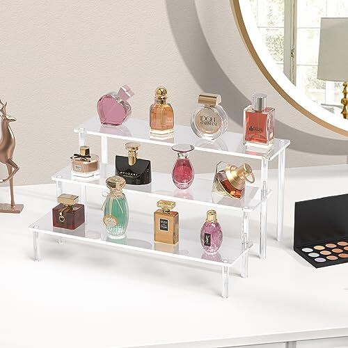 3-Tier Acrylic Display Risers Cupcake Shelf Stand for Figures Dessert Perfume