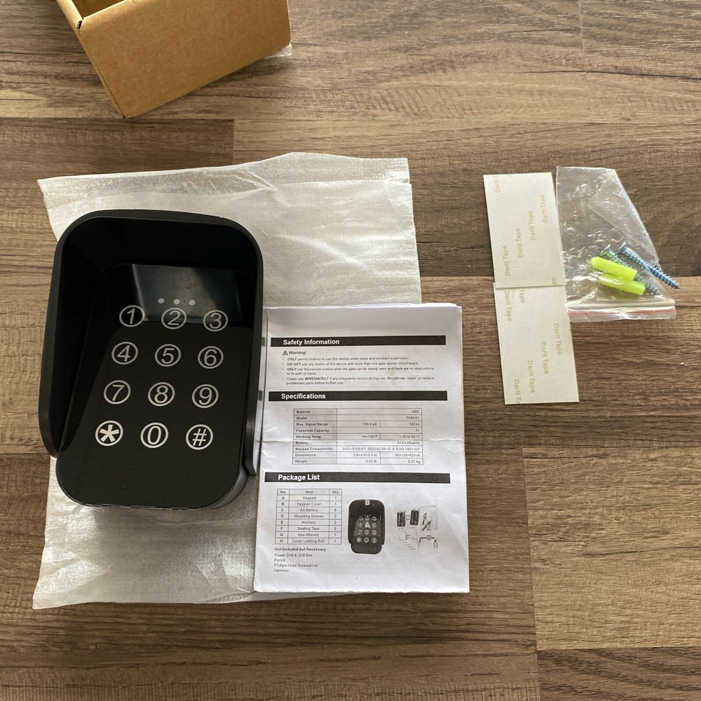 Gate Wireless Keypad, 8 Codes Backlit Hold open/Radio Receiver/ One Remote../4