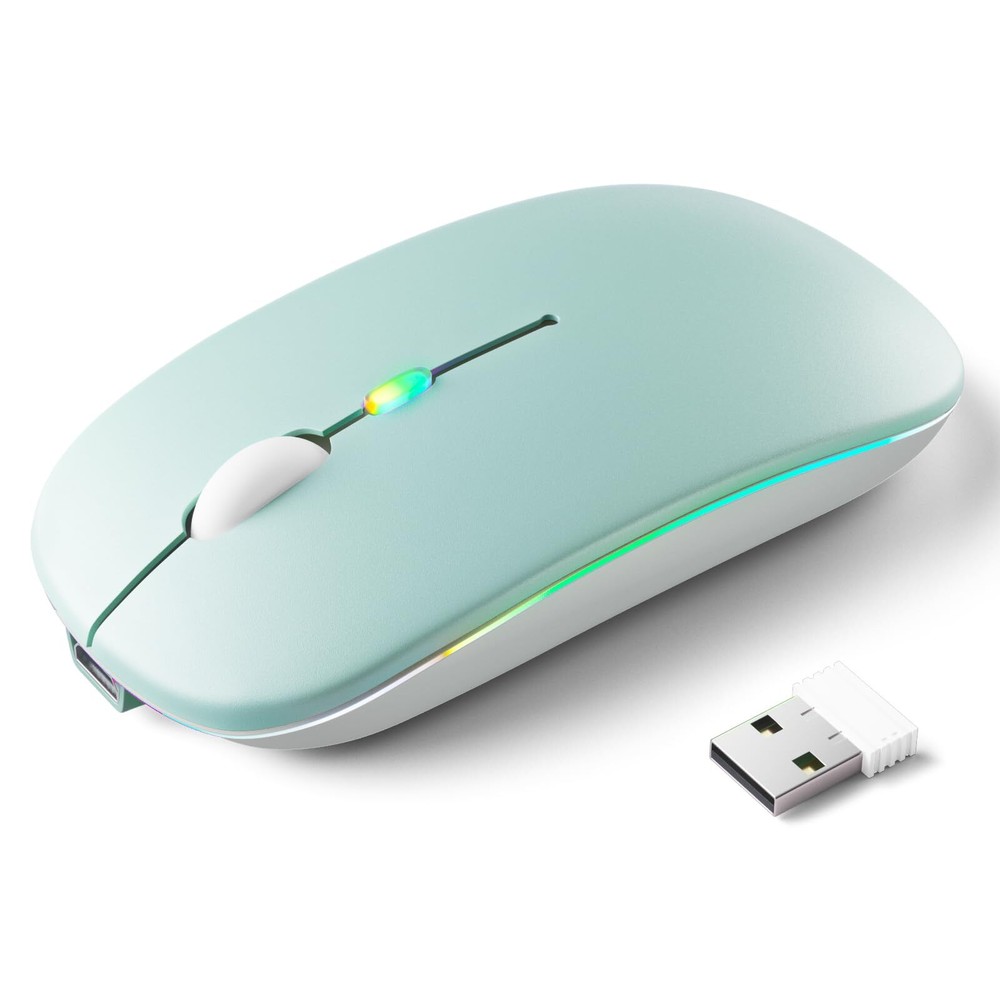 Wireless Bluetooth Mouse Rechargeable LED Dual Mode Mouse Bluetooth 5.2 and U...