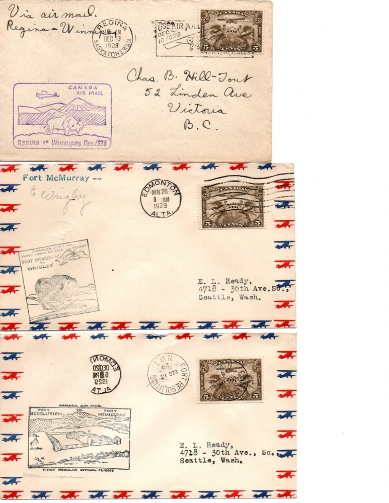 Canada Scott C1 on Flight Covers - Various locales