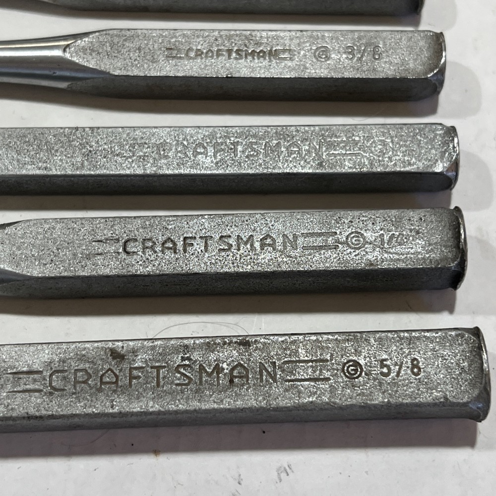 Vintage Craftsman 5pc Punch & Chisel Set with holder