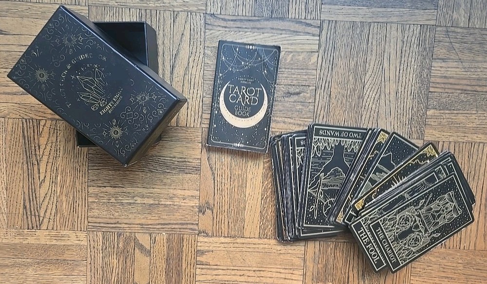 Tarot Deck & Guidebook Eighty- Eight Gemstones Edge  Black Gold 88 Miracles