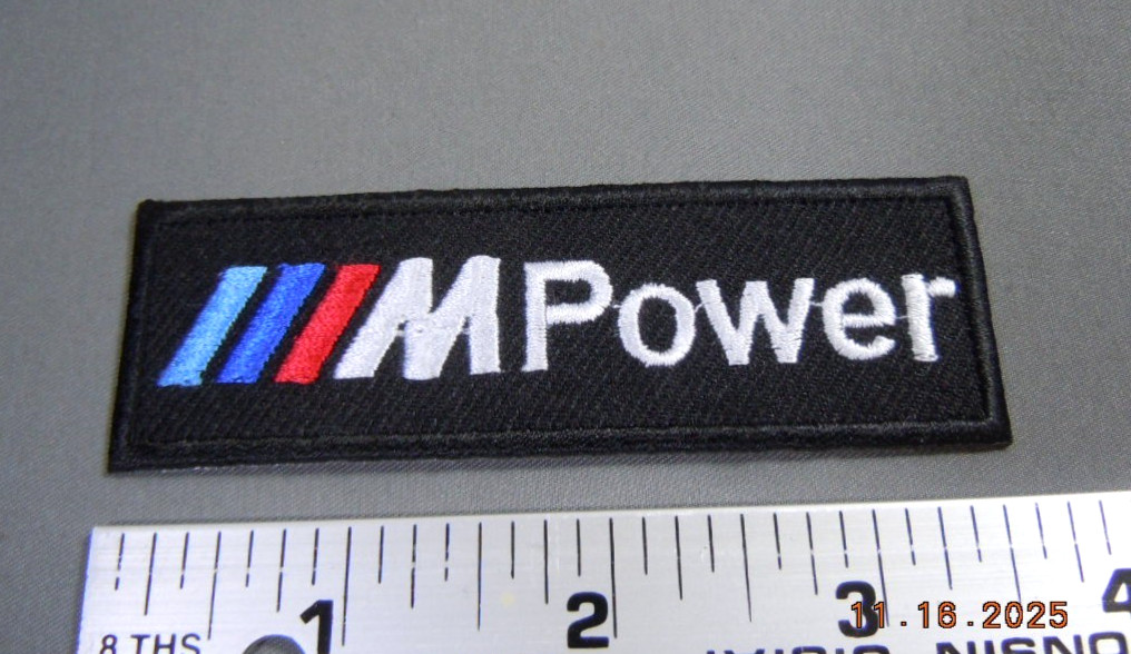 BMW Motorsports M Power Embroidered Iron-on Patch - 3 1/2" x 1"