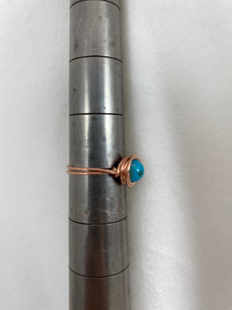 Handmade ~ Copper Wire Wrap ~ Turquoise Ring Size 7 #71