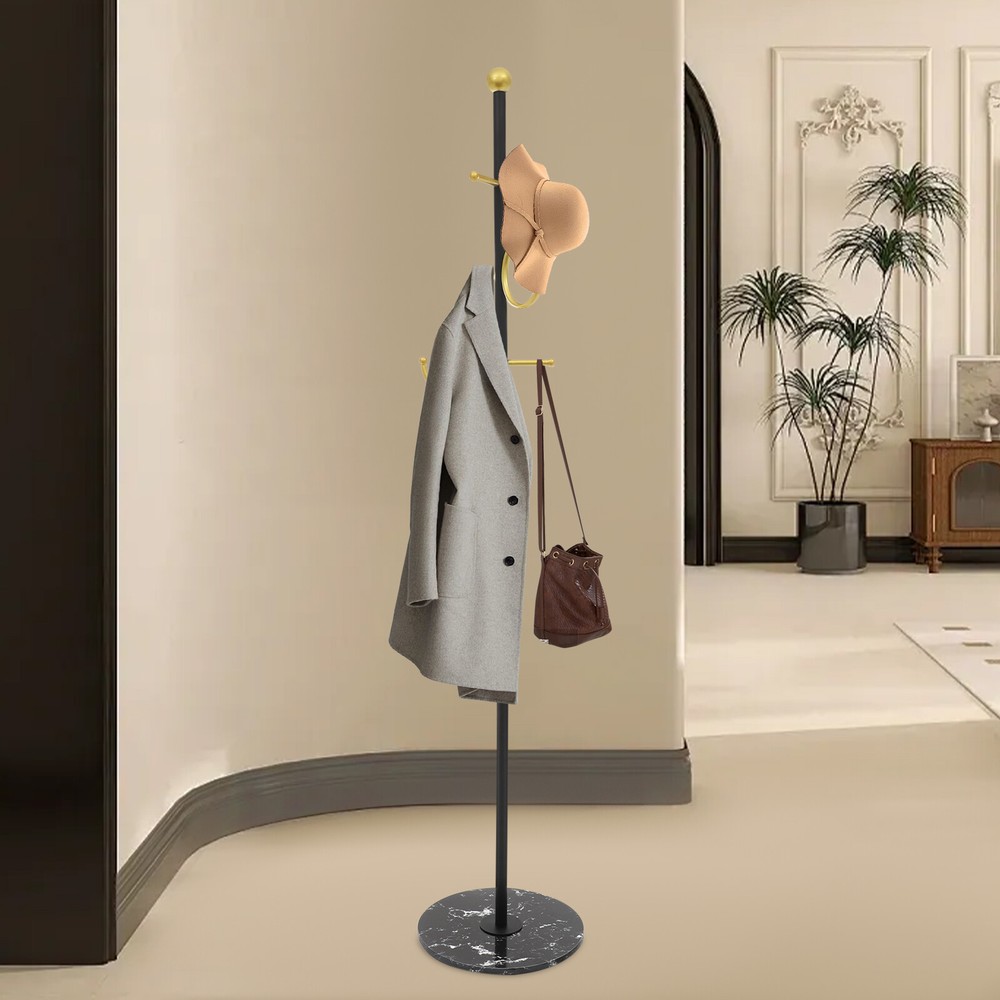 Coat Rack, Clothes Rack with Mable Base, Freestanding Coat Rack