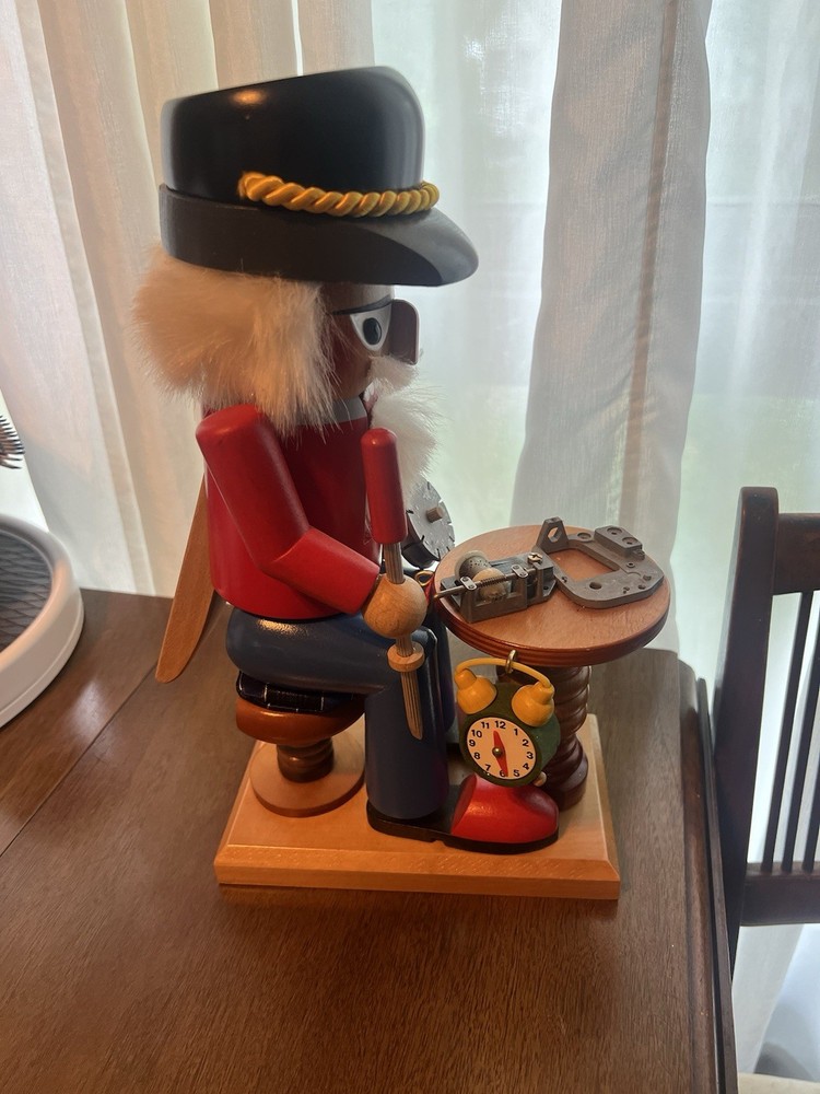 Steinbach Clock Maker Nutcracker Music Box 13" Germany Excellent