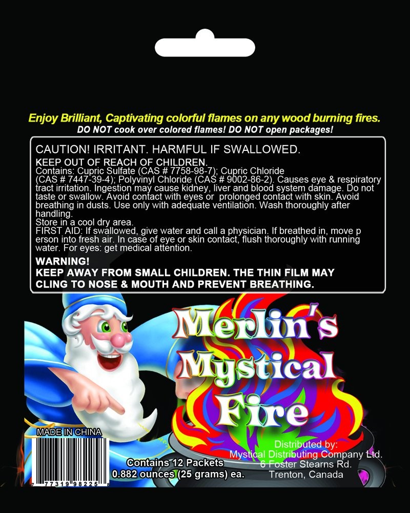 Mystical Fire Merlin’s Color Changing Packets Pits Campfire Green