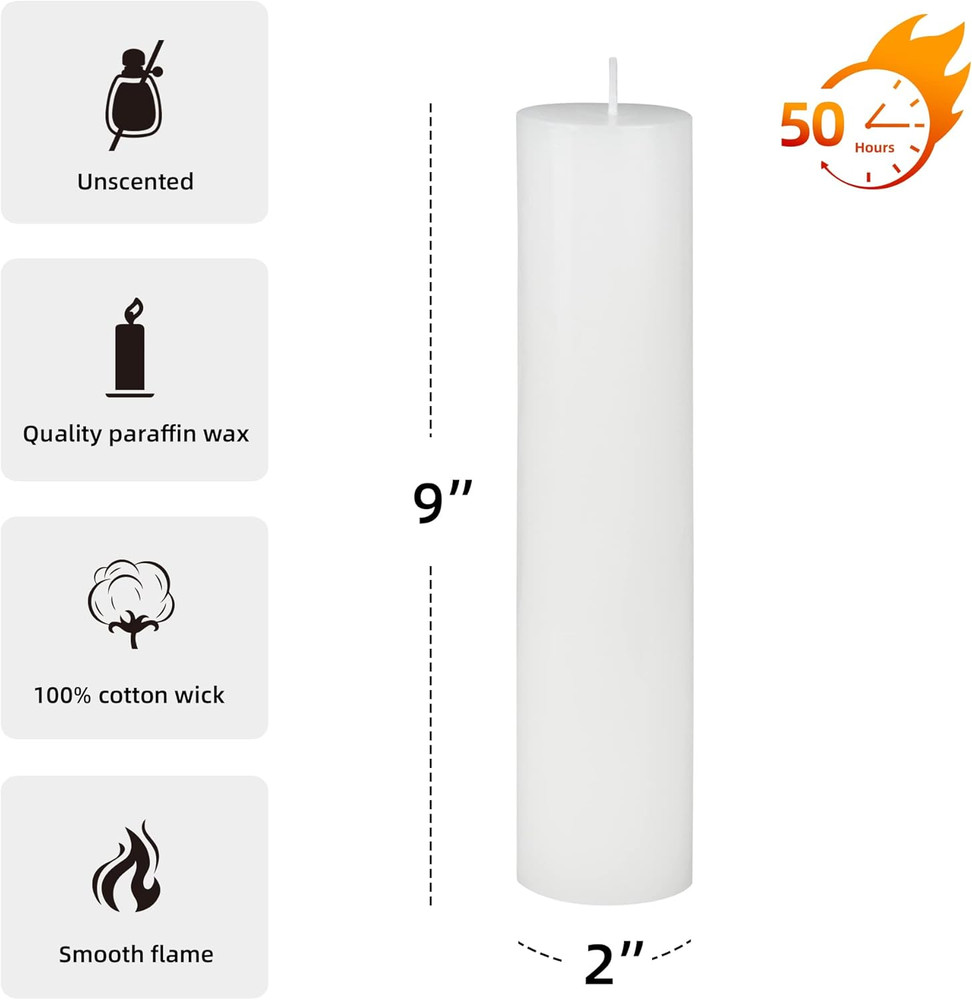 9 Inch White Pillar Candle