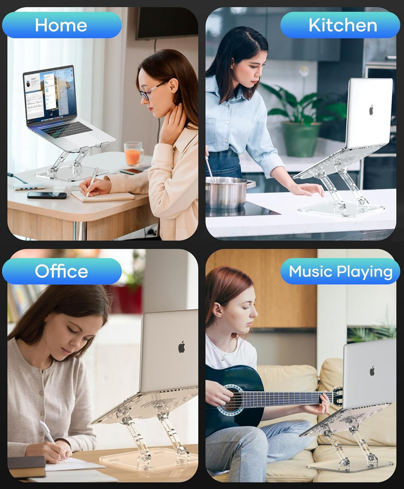 2 Pack Adjustable Portable Laptop Stand - Ergonomic & Foldable Riser for 10-15.6