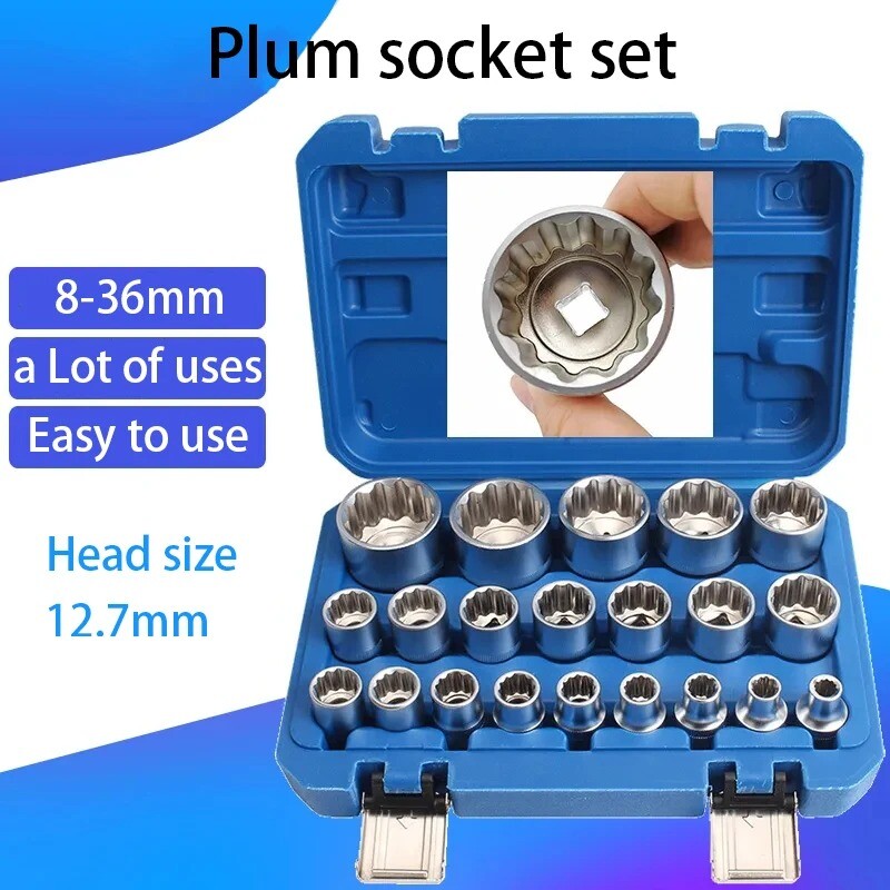 1/2 Outside Dodecagon Socket Wrench 12 Angle Toothed Socket Flower 21 Piece Set