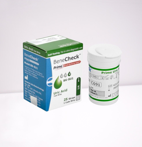 1 Box Benecheck PLUS Uric Acid Test Strips 25 Strips