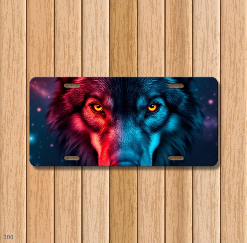 Realistic Wolf License Plate Your Text Auto Tag Birthday Gift