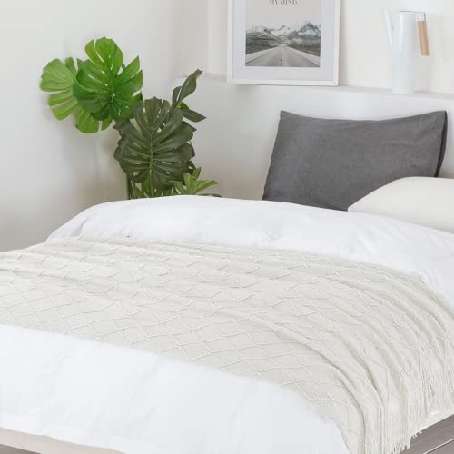Throw Blanket 50x60 Inches Throw Textured Solid Soft Sofa Couch 50"x60" Beige