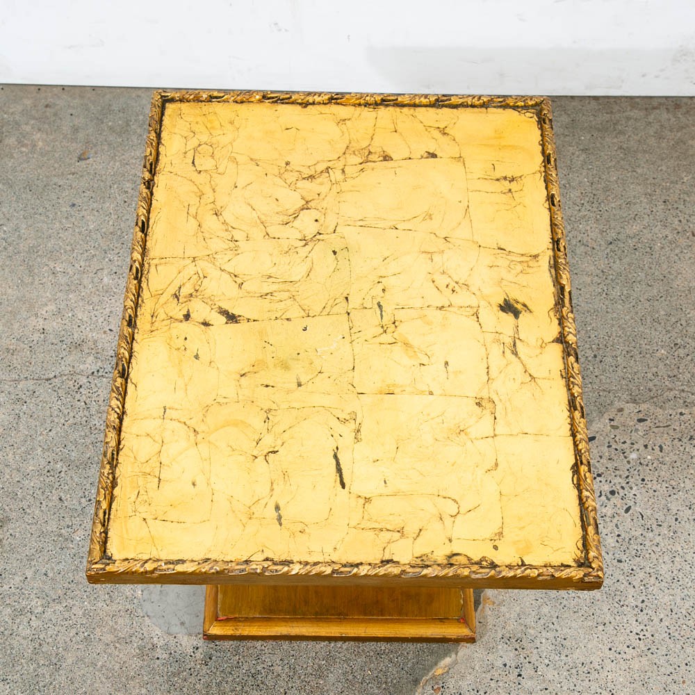 Mid Century Modern Side Table End Rectangular Hollywood Regency Gold 1970s 70s