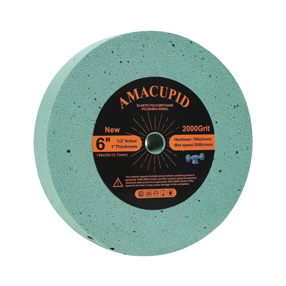Elastic Polyurethane Buffing Wheels 6 Inch 2000 Grit. for Mirror Polished Sta...