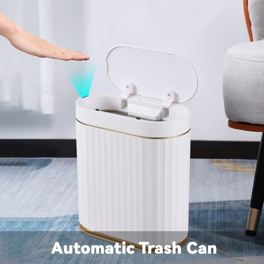 Bathroom Trash Can with Lid 2 Gallon Sensor Garbage Can, Automatic Trash Bin,...