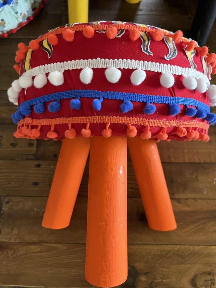 red Sublime small footstool handmade