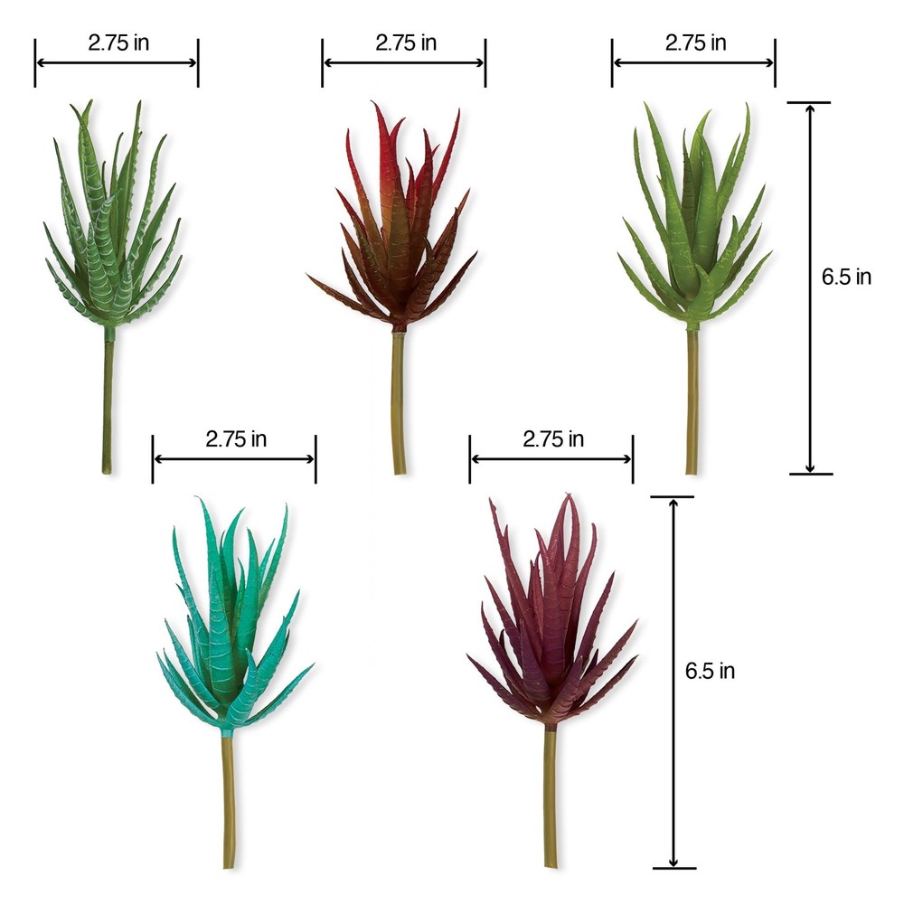 6.5" Artificial Agave Succulent Picks, Mixed Colors