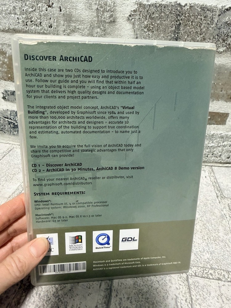 DISCOVER GraphiSoft ArchiCAD 8 TUTORIAL+DEMO RARE/VHTF Windows/MAC CD-ROM Englis