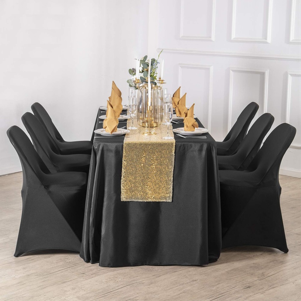 2pack 60x102 Inch Black Rectangular Tablecloth 6 Feet Table Cloth in Polyeste...