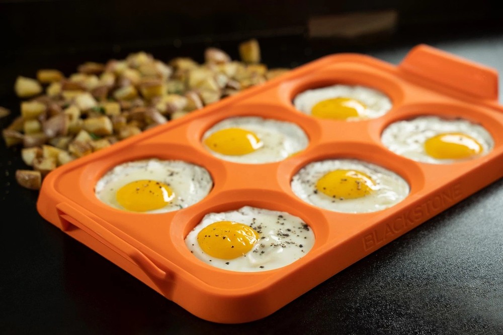 Silicone 6-Section Egg Ring Egg Mold Tray in Orange