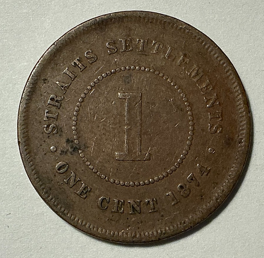 1874 Straits Settlements Cent KM# 9