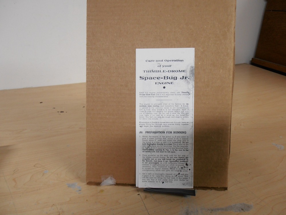 Thimble Drome Space Bug Jr Manual and Parts List