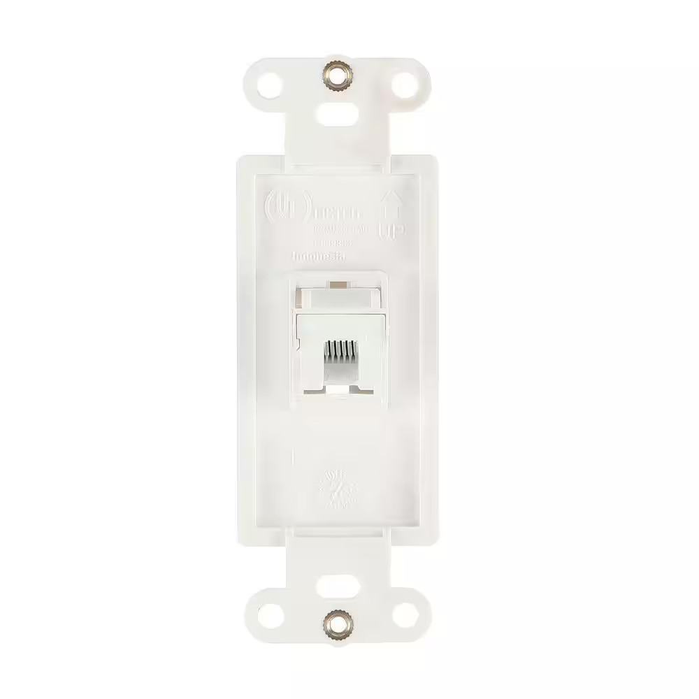 1-Gang Ethernet Plastic Wall Plate Insert, White
