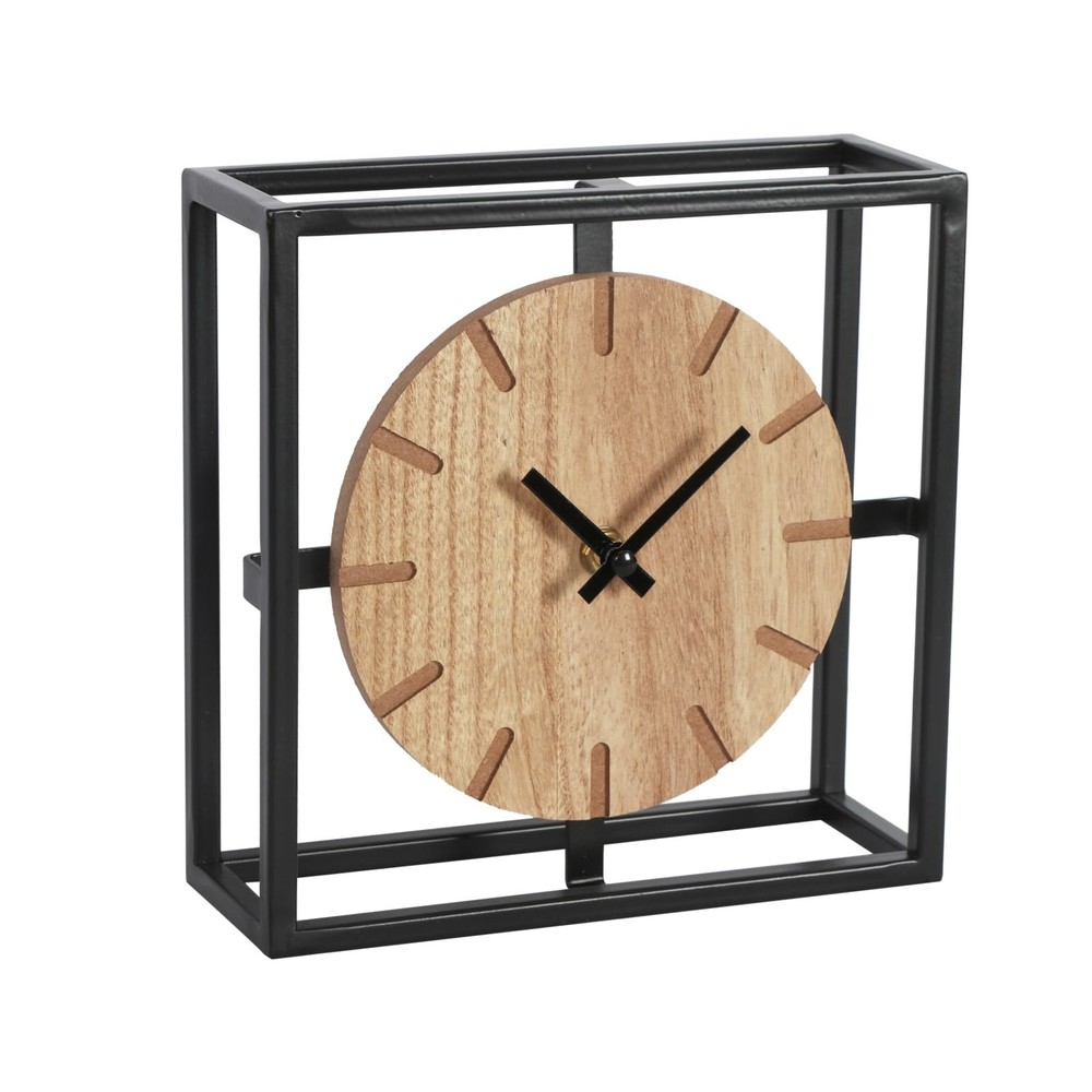 Vintage Black Table Clock on Stand, Decorative Desk and Shelf Clock, Rustic M...
