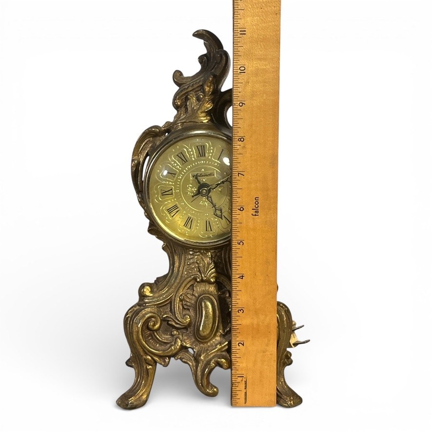 Vintage Antoinette Mantel Clock Brass Electric Rococo Style Needs Work