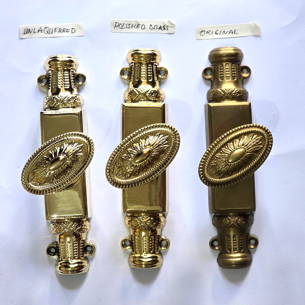 Complete Solid Brass Regency Cremone Espagnolette Set — Large Oval Body — 110"