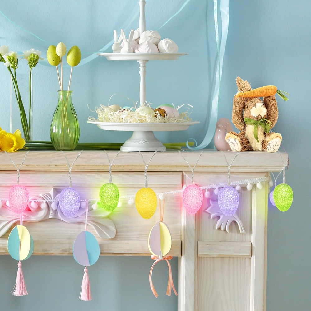 Egg String Lights, 13.12ft 20 LED Easter Egg Lights, Battery Operated C
