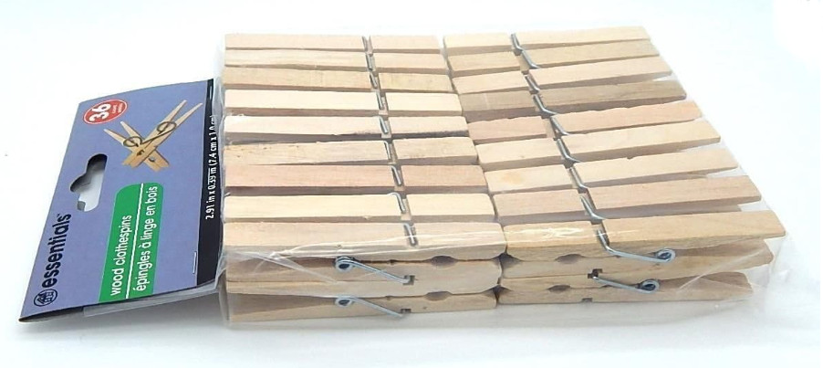 36 Count Wood Clothespins with Spring