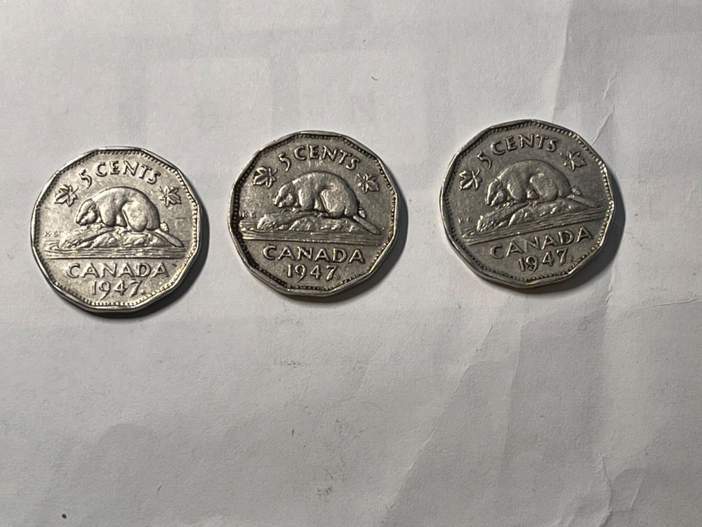 1947 5 Cents Canada (3) count lot